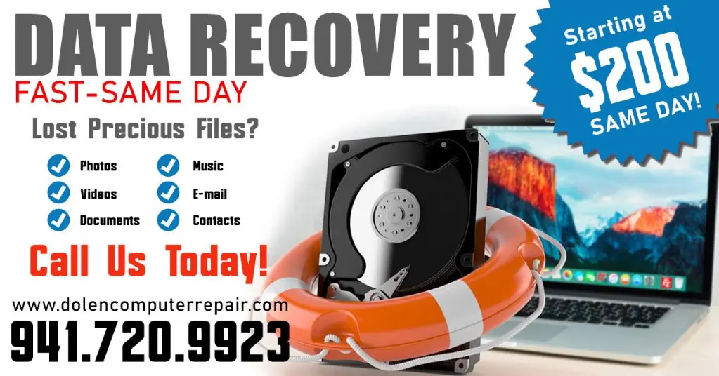 Data recovery services offered by Dolen computer repair.